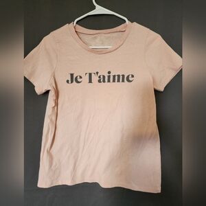 Gray by Grayson Social T-shirt, Women's  Large Pink "Je T'aime" Graphic T-shirt